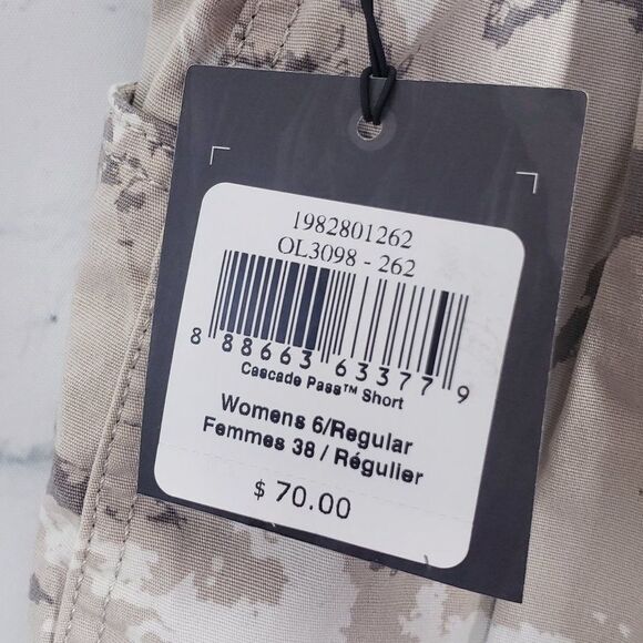 Mountain Hardwear Cascade Pass Shorts Size 6 Dunes Crag Camo Beige NEW - Picture 7 of 10